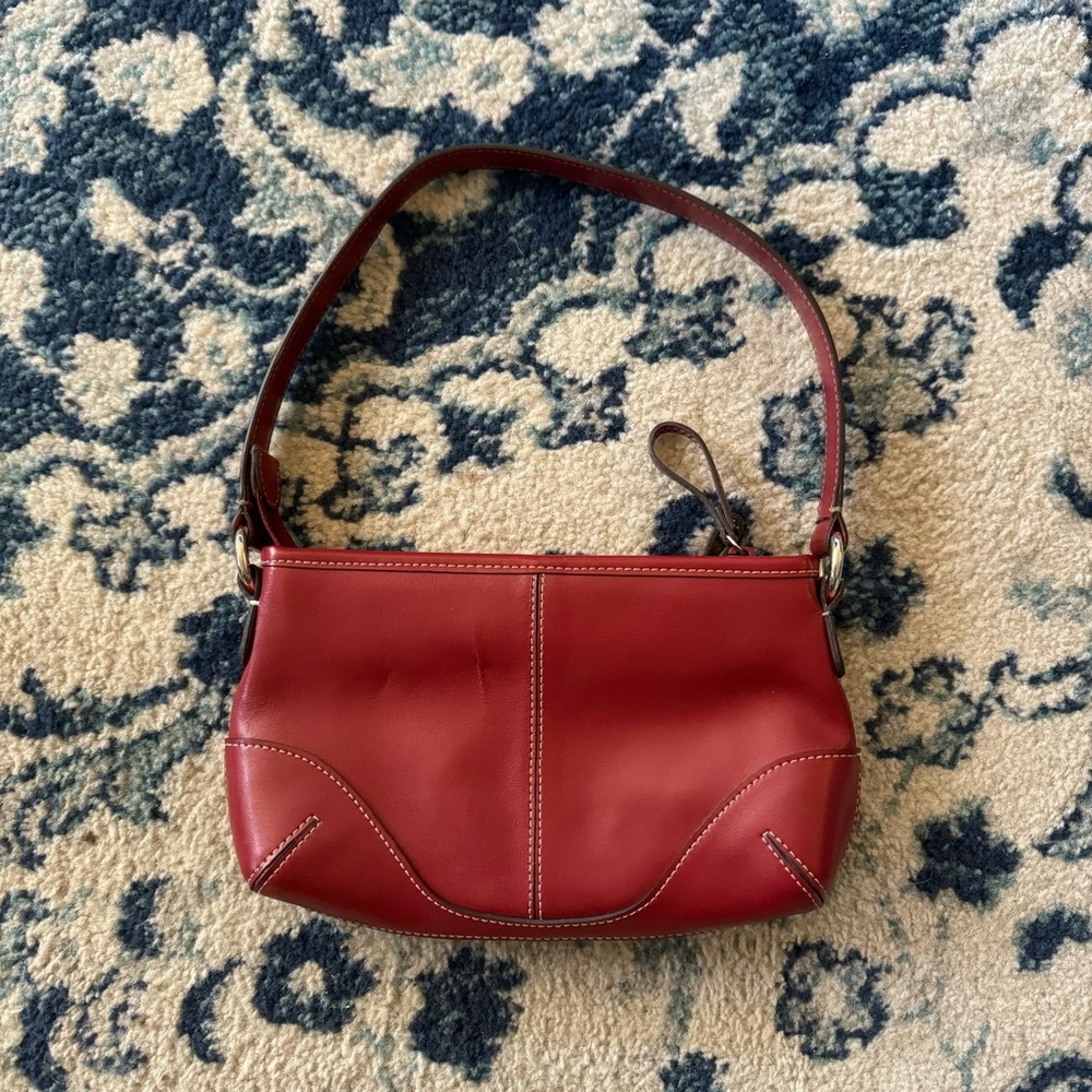 Small Red Leather Shoulder Purse by Amanda Smith